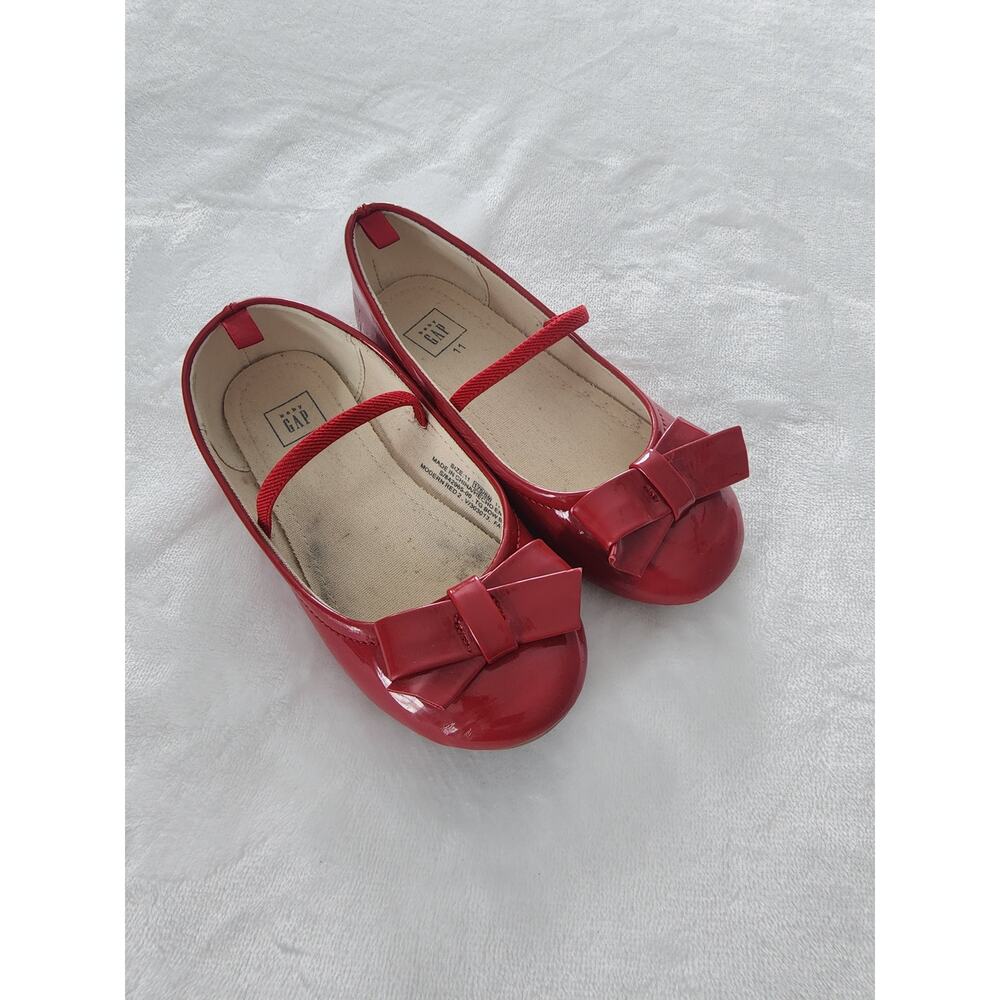 Gap Girls Red Patent Bow Flats Sz 11